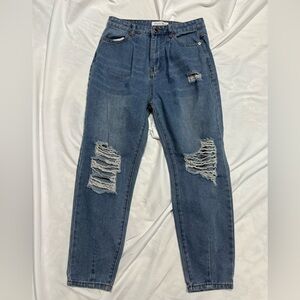 Denim Blvd Los Angeles Vintage Stylish High Rise Distressed Jeans 3 100% Cotton